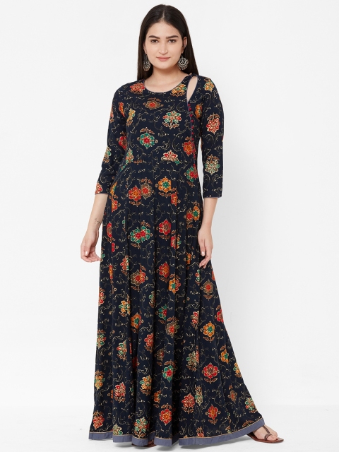 

Vedic Women Navy Blue Printed Maxi Dress