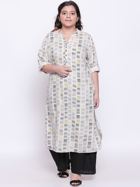 

RANGMANCH PLUS by Pantaloons Women Off-White Printed Straight Kurta
