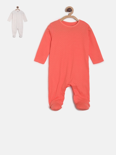 

MINI KLUB Infant Girls Red & Off-White Solid Sleepsuit