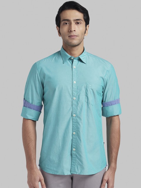 

Parx Men Turquoise Blue Regular Fit Solid Casual Shirt