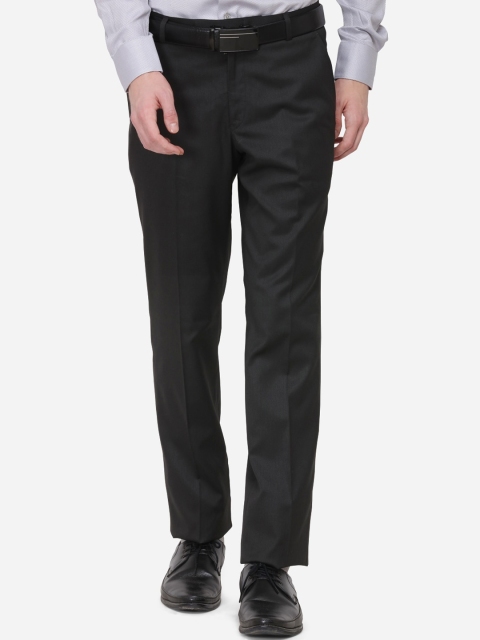 

Greenfibre Men Black Regular Fit Solid Formal Trousers