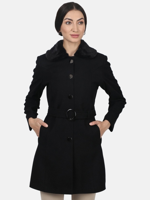

Monte Carlo Women Black Solid Overcoat