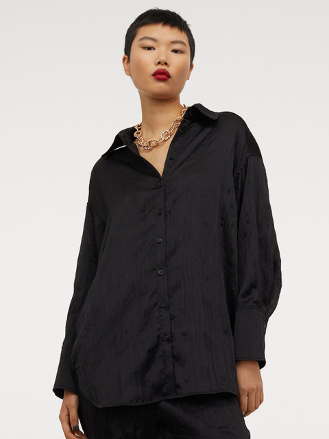 

H&M Black Oversized Satin Shirt