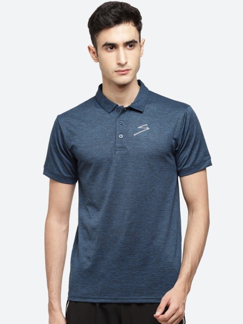 

SG Men Blue Solid Polo Collar T-shirt