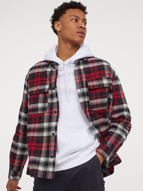 

H&M Red & Navy Blue Checked Flannel Shirt