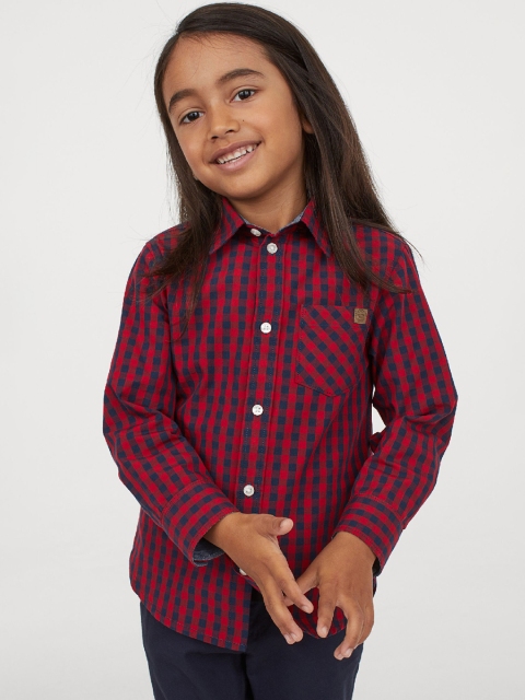 

H&M Boys Red Checked Cotton Shirt