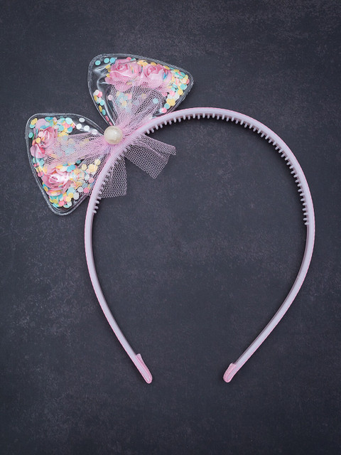

Golden Peacock Pink Embellished Hairband