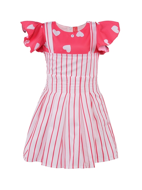 

Wish Karo Girls Pink & White Striped Pinafore Dress