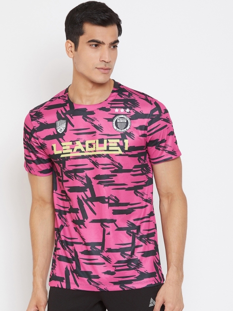 

Athleto Men Pink Printed Round Neck T-shirt