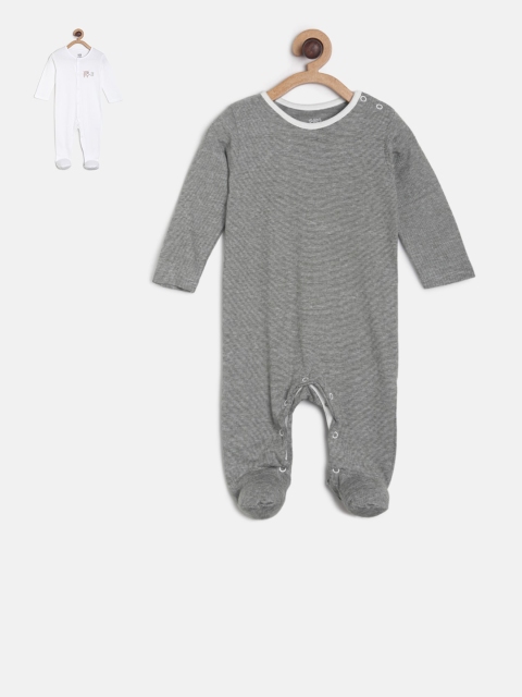 

MINI KLUB Infant Boys Pack of 2 White & Grey Sleep suits