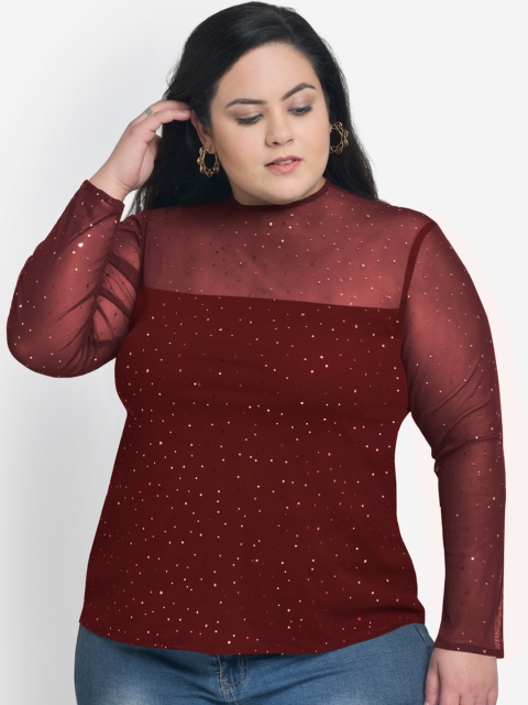 

Martini Women Maroon Embellished Top