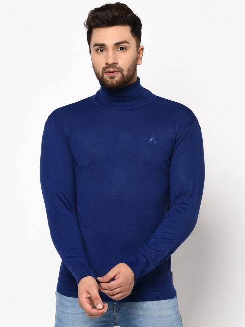 

98 Degree North Men Blue Solid Pullover Sweater
