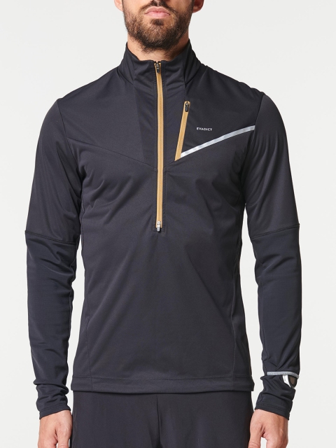

EVADICT By Decathlon Men Black Solid High Neck Running T-shirt