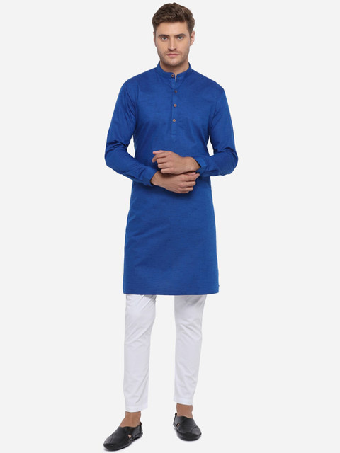 

JADE BLUE Men Blue Woven Design Straight Modi Kurta
