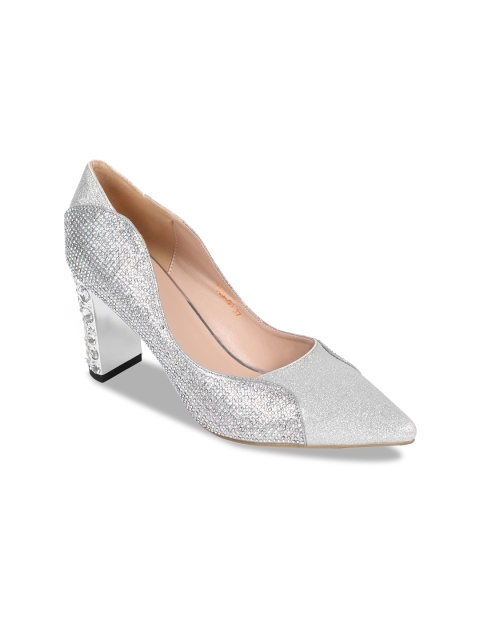 

Sole To Soul Women Silver-Toned Embellished Pumps