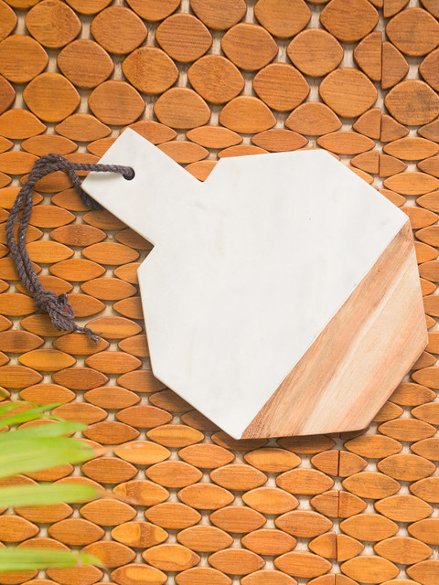 

ExclusiveLane White & Brown Colourblocked Marble & Mango Wood Chopping Board