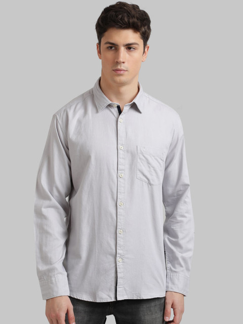 

Parx Men Grey Regular Fit Solid Casual Shirt