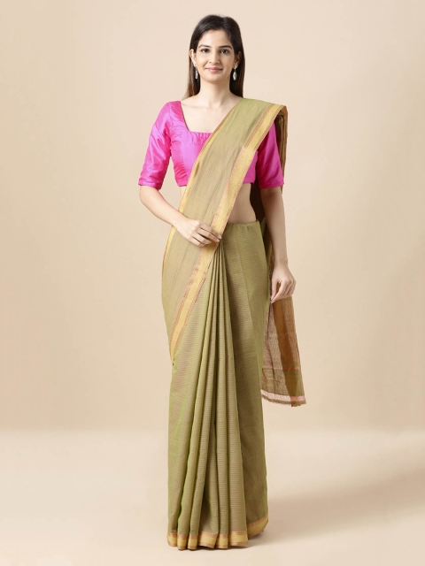 

Taneira Green Pure Cotton Striped Mangalagiri Saree