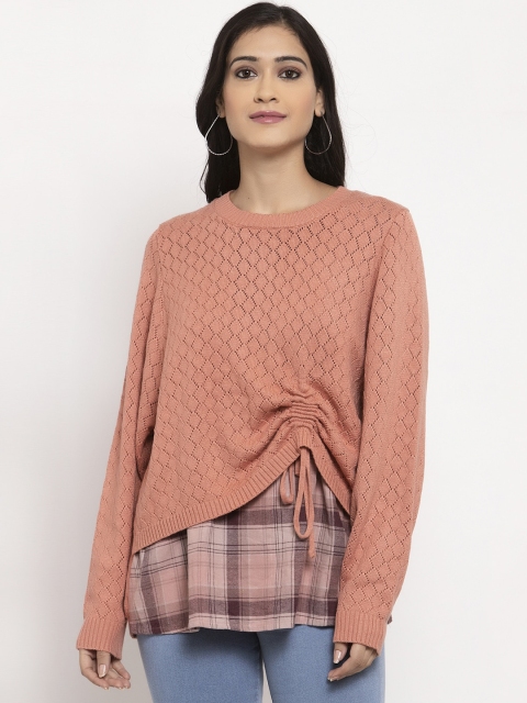 

Global Republic Women Pink Self Design Pullover Sweater