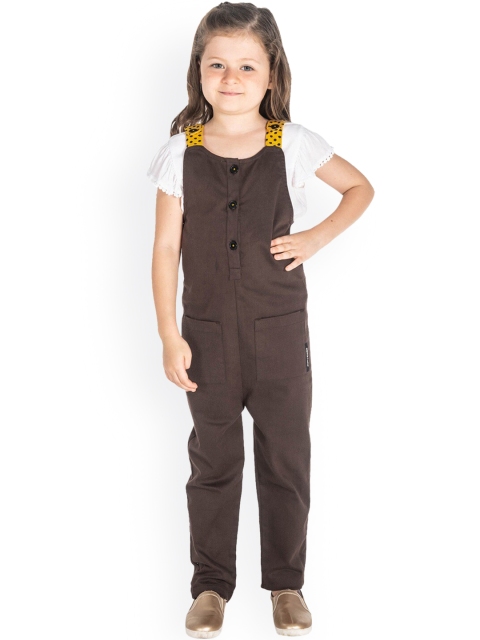 

Cherry Crumble Girls Brown Solid Dungarees