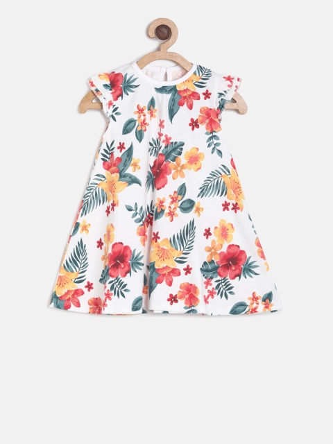 

MINI KLUB Girls White Printed A-Line Dress