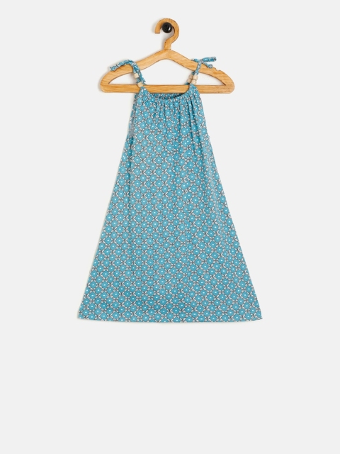 

Aomi Girls Blue Printed A-Line Dress