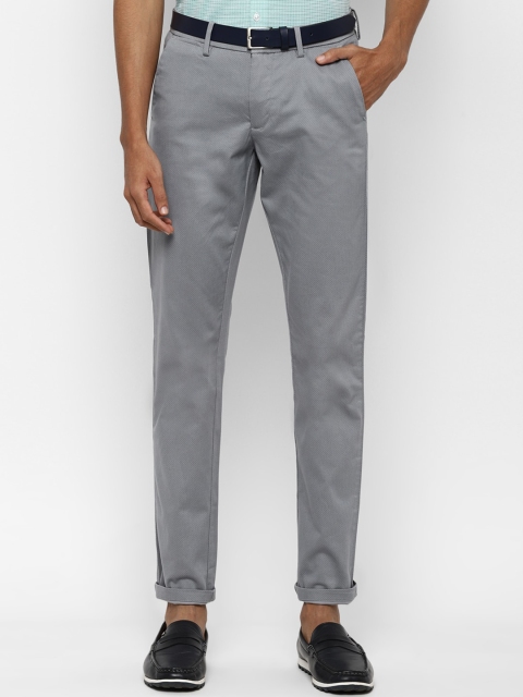 Allen Solly Men Grey Slim Fit Self Design Regular Trousers