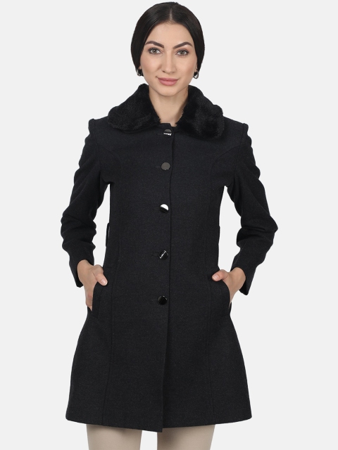 

Monte Carlo Women Grey & Black Solid Over Coat