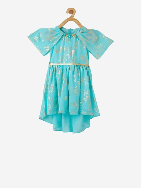 

VITAMINS Girls Green Printed Fit and Flare Dress
