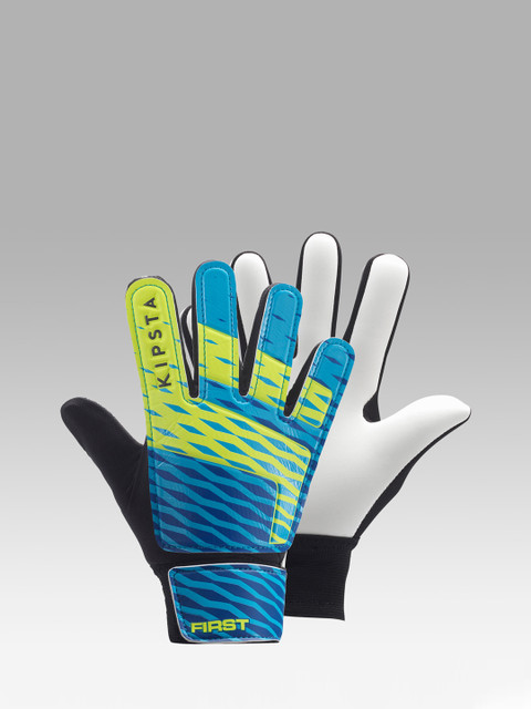 

FLX By Decathlon Kids White & Blue Colourblocked Latex Football Goalkeeper Gloves