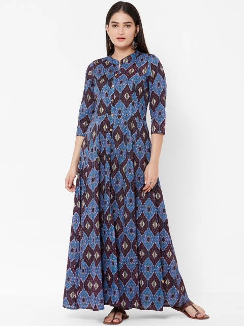

Vedic Women Blue & Black Printed Maxi Dress
