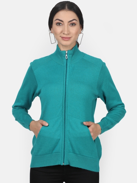 

Monte Carlo Women Sea Green Solid Front-Open Sweater