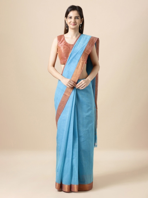 

Taneira Blue Pure Cotton Handloom Woven Design Mangalagiri Saree