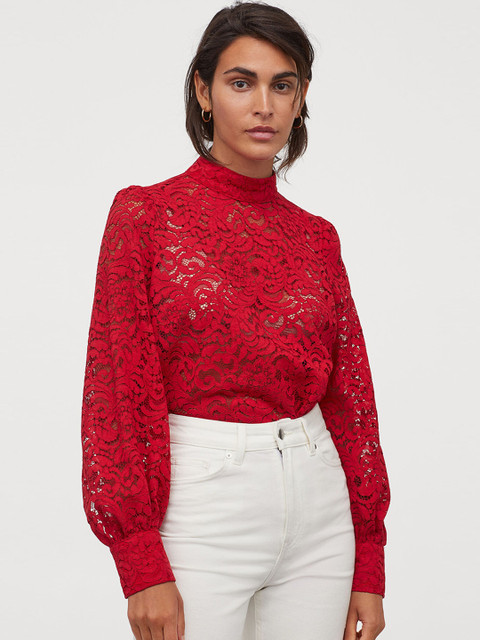 

H&M Women Red Lace Blouse