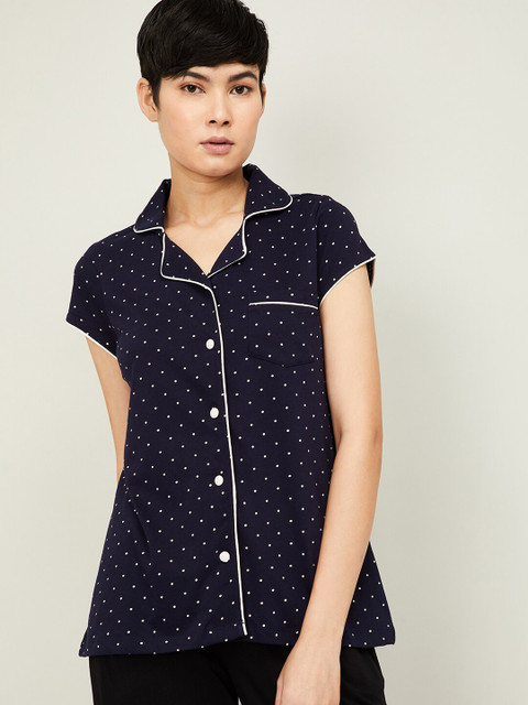 

Ginger by Lifestyle Women Navy Blue Printed Nightdress