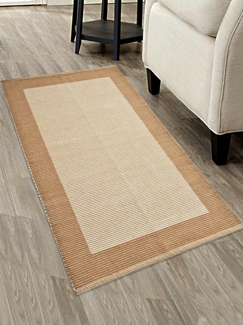 

Saral Home Beige & Brown Striped Multi-Purpose Handloom Made Dhurrie