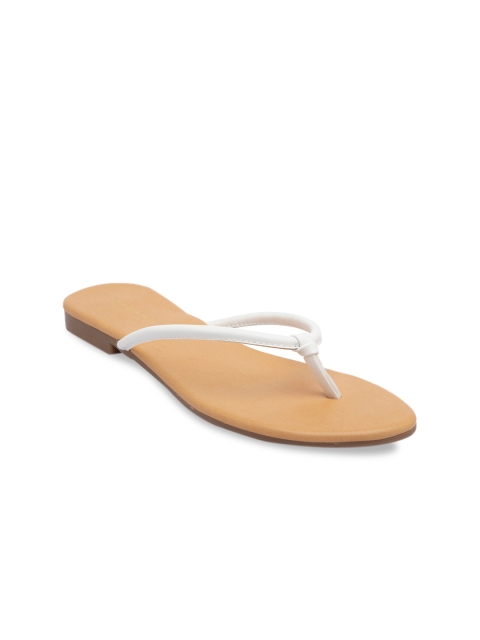 

ERIDANI Women White Solid Open Toe Flats