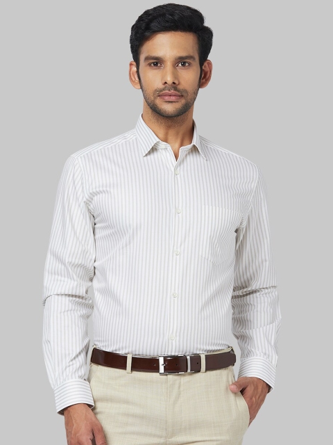 

Park Avenue Men Off-White & Grey Regular Fit Striped Formal Shirt