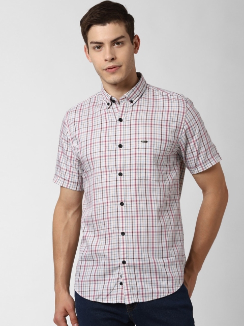 

Peter England Casuals Men Beige & Red Slim Fit Checked Casual Shirt