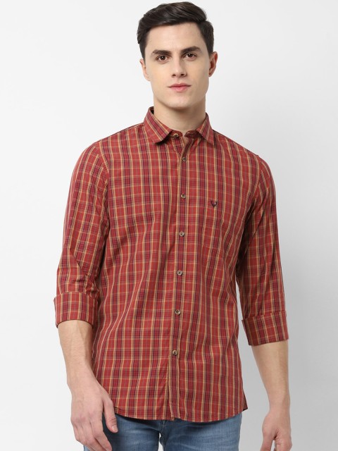 

Allen Solly Men Red & Beige Slim Fit Checked Casual Shirt