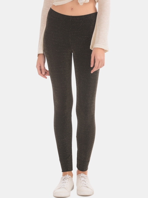 

Aeropostale Women Black Embellished Ankle-Length Leggings