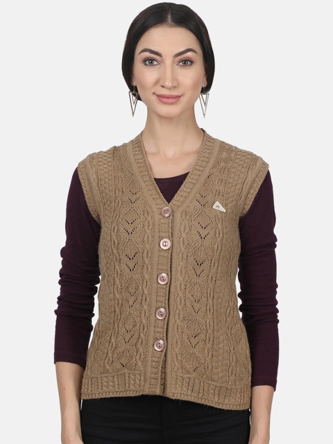 

Monte Carlo Women Brown Self Design Cardigan Sweater