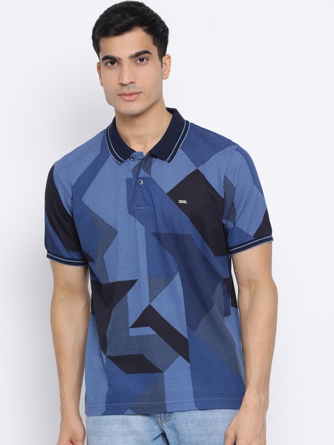 

Monte Carlo Men Blue Printed Polo Collar T-shirt
