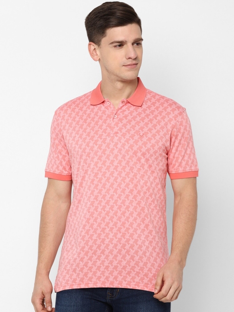 

Allen Solly Men Pink Printed Polo Collar Pure Cotton T-shirt