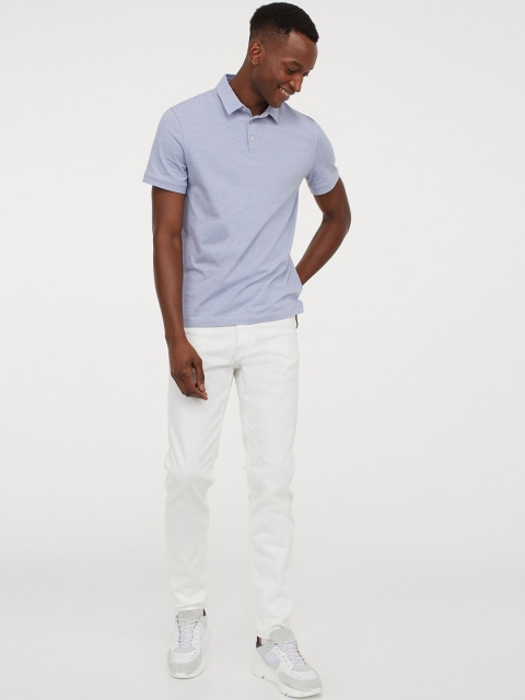 

H&M Men Blue Solid Polo Shirt Slim Fit
