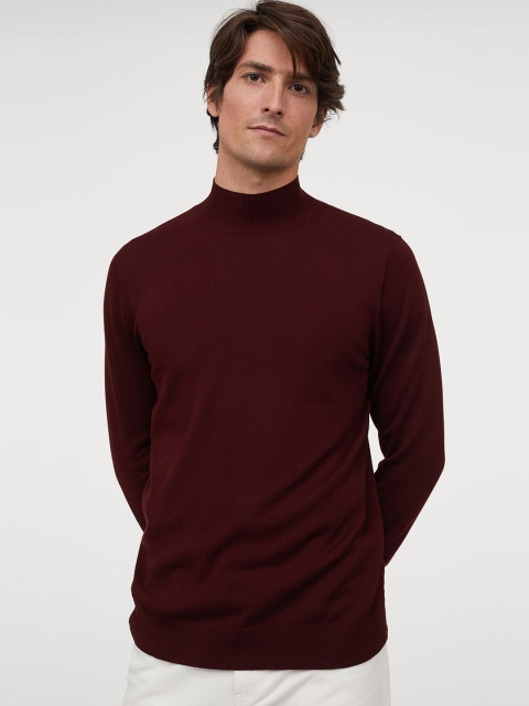 

H&M Men Red Solid Fine-Knit Modal-Blend Jumper