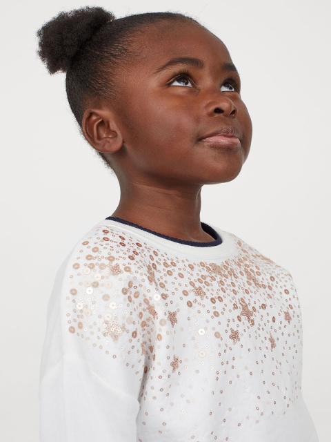 

H&M Girls White & Pink Sequined Sweatshirt