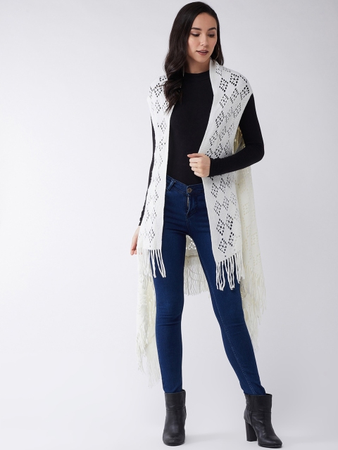 

InWeave Women White Self Design Front-Open Sweater