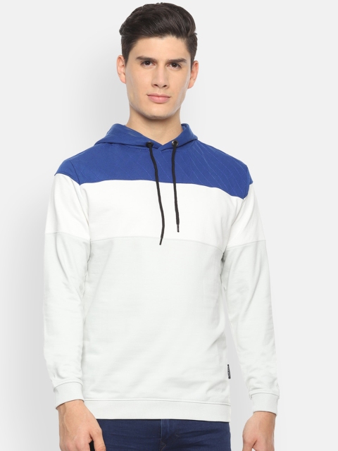 

Van Heusen Sport Men White & Blue Colourblocked Hooded Sweatshirt