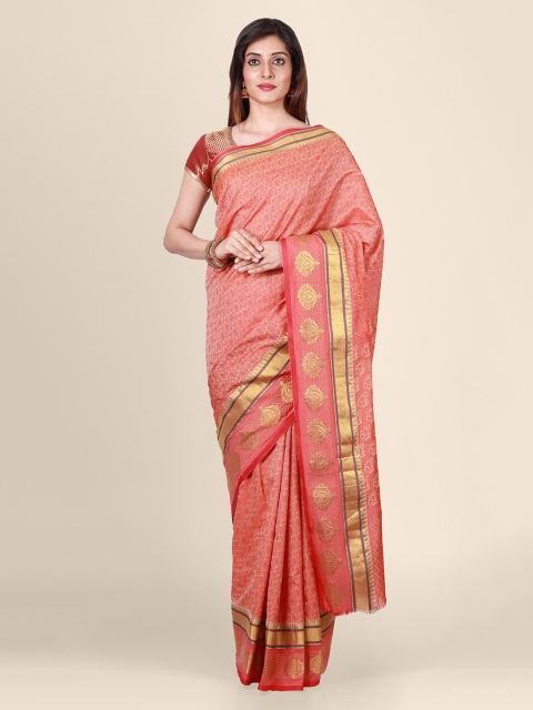 

CLAI WORLD Red & Gold Silk Blend Woven Design Saree